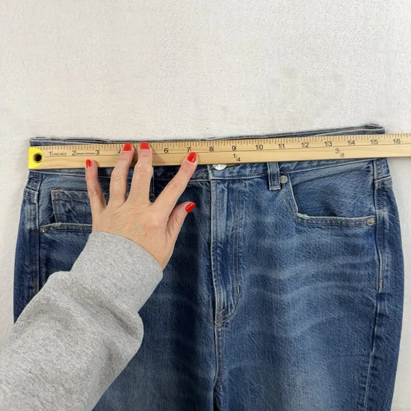 American Eagle 10 Long 10T Highest Rise Mom‎ Jeans Ripped Knee Distressed Blue - Image 13