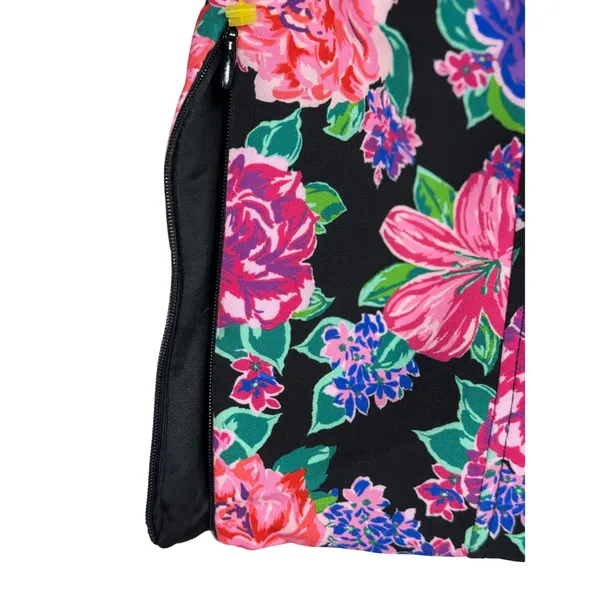 NWT ZARA Floral Cropped Top Plunging Neck Puff Half Sleeves S Black Pink Purple - Image 12