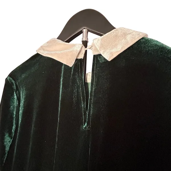 KOJOOIN Green Velvet Peter Pan Collar Dress 2XL Long Sleeve Pockets Dark Morii - Image 10