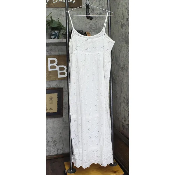Polo Ralph Lauren Womens Patchwork Eyelet Cover Up Maxi Dress 21484578 White M - Image 2