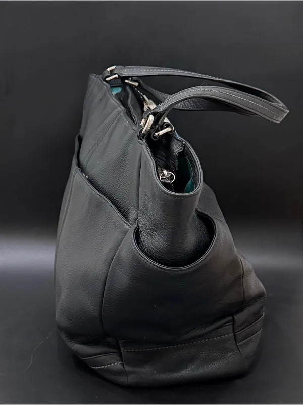 COACH F23662 Park Black Pebbled Leather North/South Tote Bag - Image 2