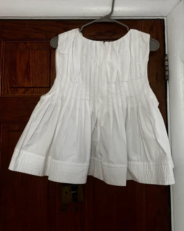 Mare Mare White Pleated Sleeveless Peplum Top - Image 3