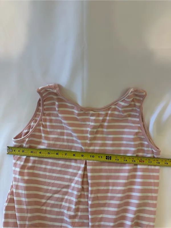 Striped Sleeveless Swing Tank Top - Pink and White - Image 3