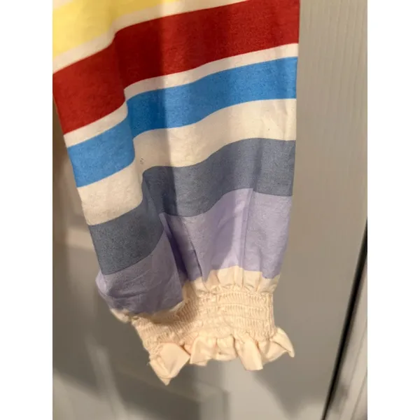 Free People XS Y2K Cropped Boho Top Rainbow Stripe 73 Festival Cottagecore Retro - Image 6