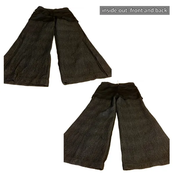 Free People Wool Blend Dark Gray Speckled Wide Leg Snap Button Hem Trousers (12) - Image 8