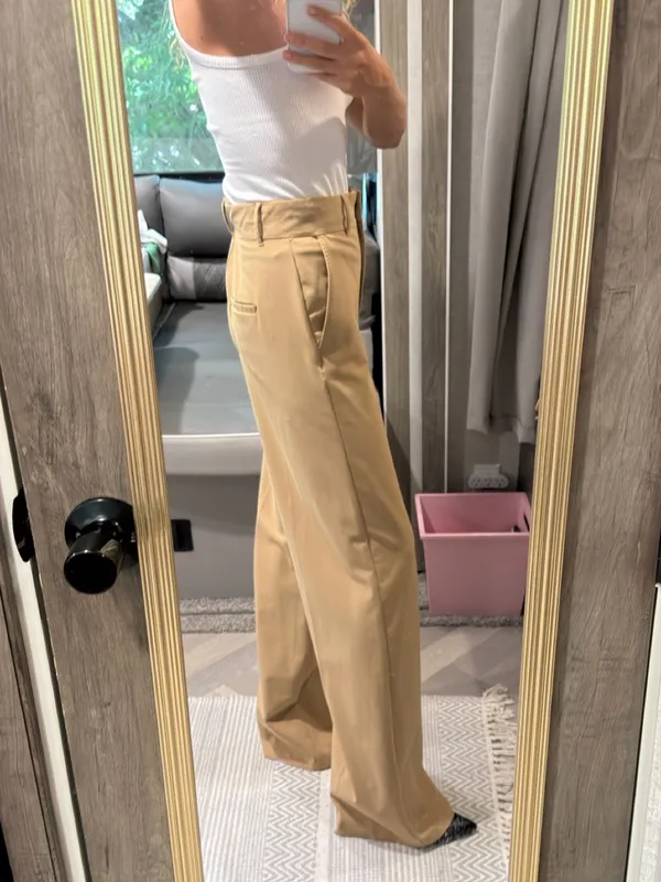 Marella High-Rise Wide-Leg‎ Women's Pants in Camel Size 4 - Image 4
