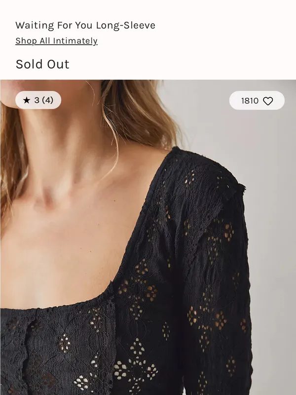 Free People Black Crochet Long Sleeve Top - Image 5