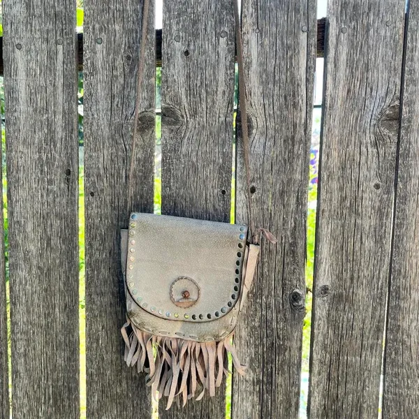 Vintage Western Leather Fringe Crossbody Bag - Image 2
