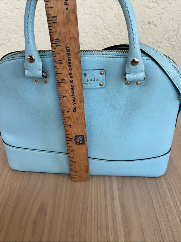 kate spade Baby Blue Leather Dome Satchel with Crossbody Strap - Image 13