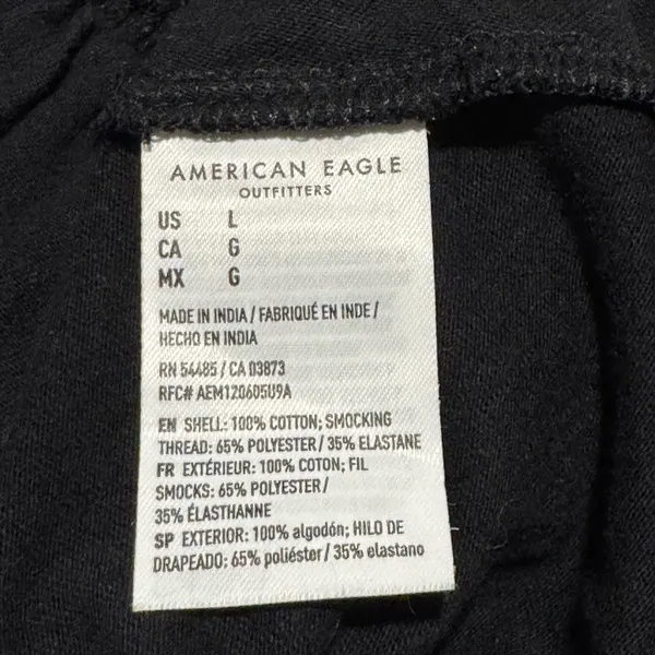 American Eagle Black Smocked Mini Dress Ruffle Hem Sleeveless Size Large - Image 7
