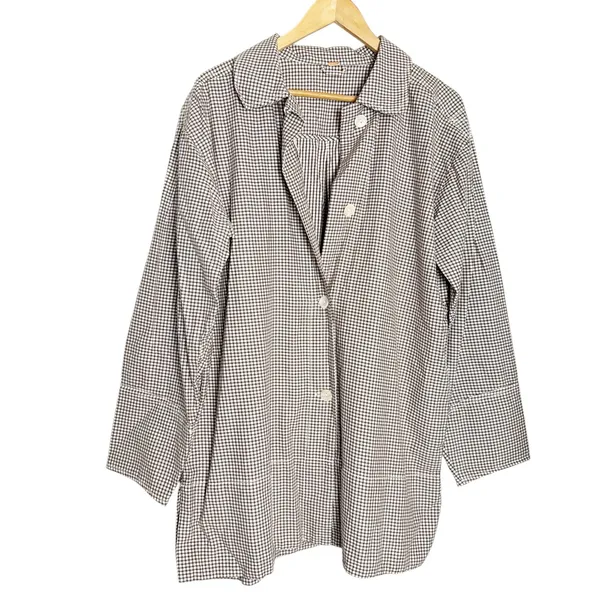 Free People Arlo Gingham Check 2 Piece Mini Dress Long Sleeve Shirt Co-Ord Set S - Image 5