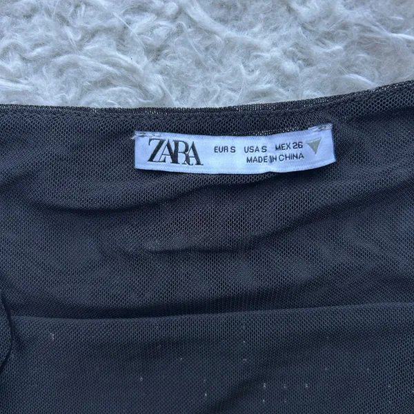 Zara Black Mesh Silver Studded Halter Crop Top Size Small - Image 10