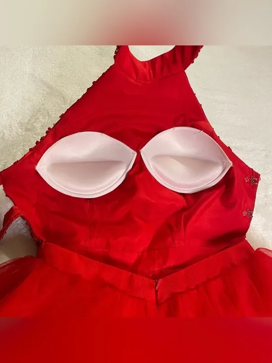 Red Sequin Halter Neck Show Girl Dress size XS/S - Image 2