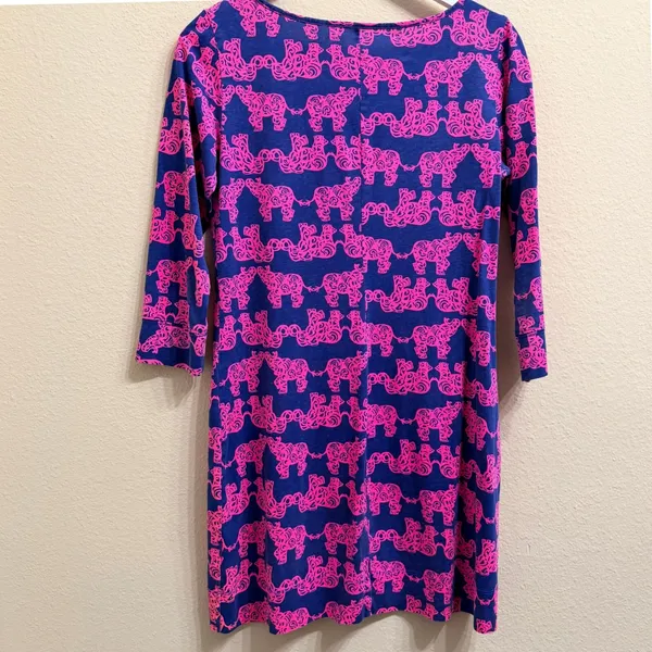 Lilly Pulitzer Marlowe "Pack Your Trunk" Mini Dress Medium Elephant Pima Cotton - Image 4