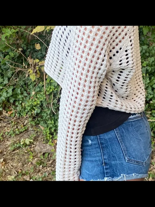 Wild Fable White Crochet Open-Knit Women's Sweater Womens Large - Image 4