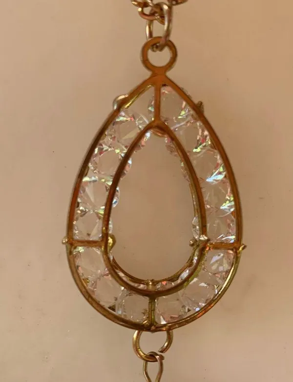Vintage Estate Sale crystal like gold tone - Image 3
