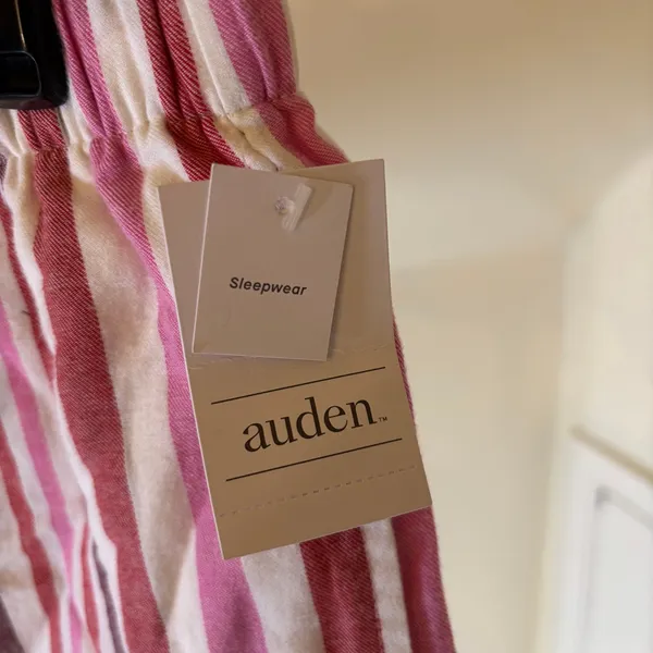 Auden NWT Women's Pink Striped Flannel Sleep Short Size M - Image 3