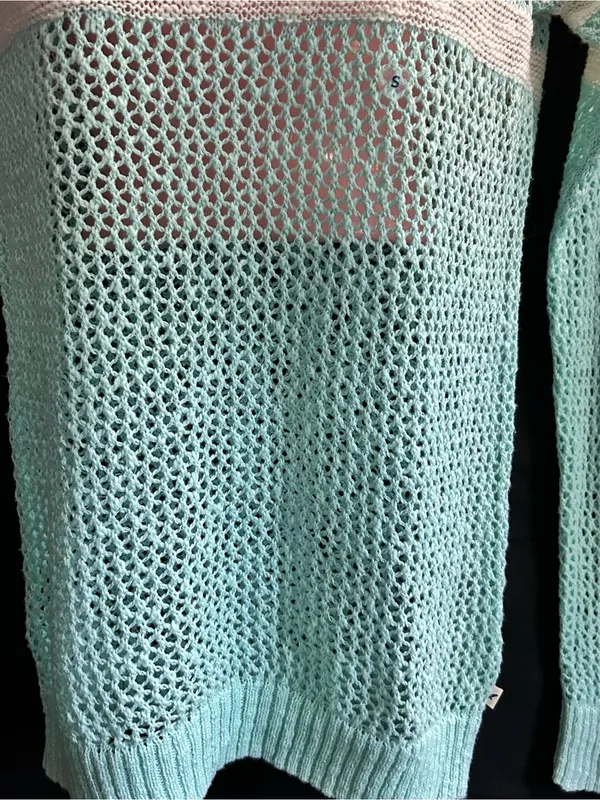 American Eagle Light Mint Open-Knit Stripe Sweater SM NWT - Image 8