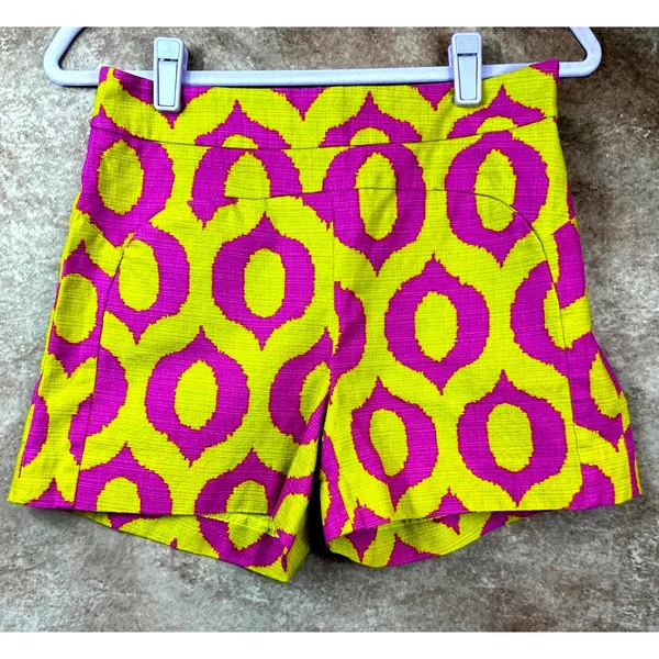 Anthropologie 'Cartonnier' Tailored Remy Shorts Hot Pink Yellow Green sz 4 - Image 6
