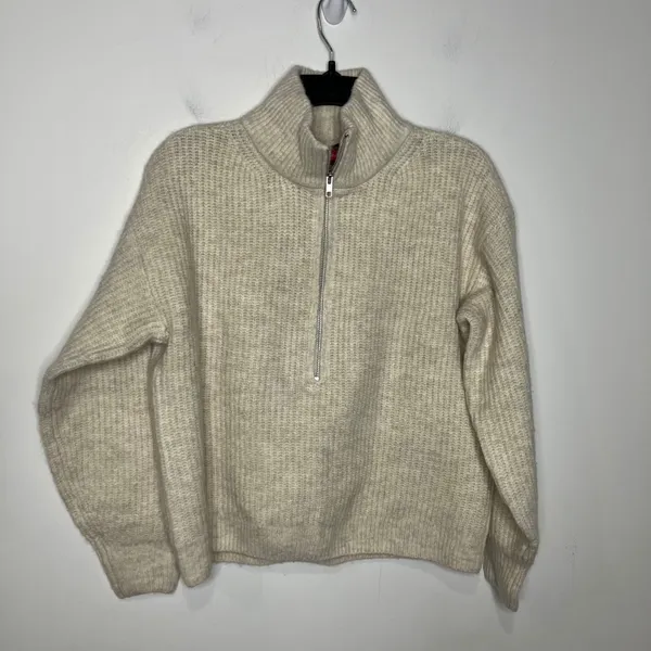 Vince Camuto half zip sweater cream cozy neutral trendy‎ women's size medium - Image 2