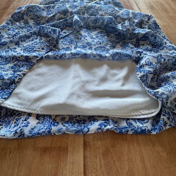 Sincerely‎ Jules Blue White Floral Paisley Puff Sleeve Smocked Midi Dress Large - Image 2