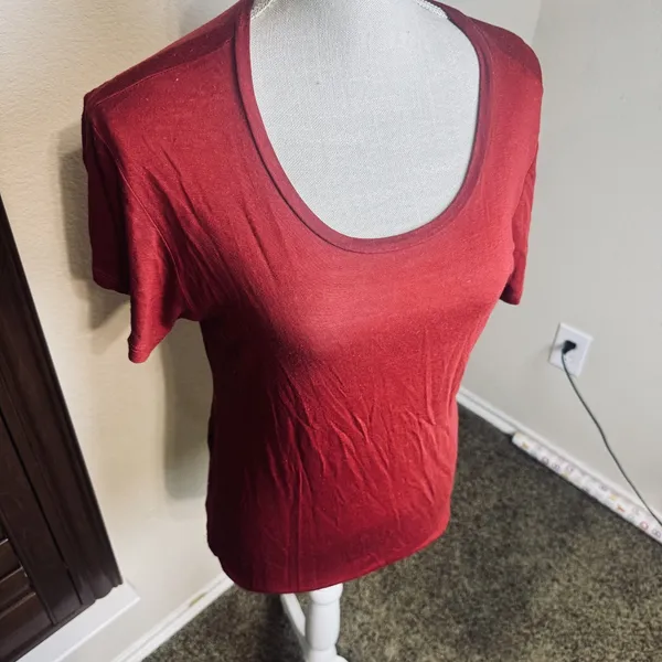 Reformation Womens Short Sleeved Red T-Shirt Linen Blend Size XS Basic Capsule - Image 2