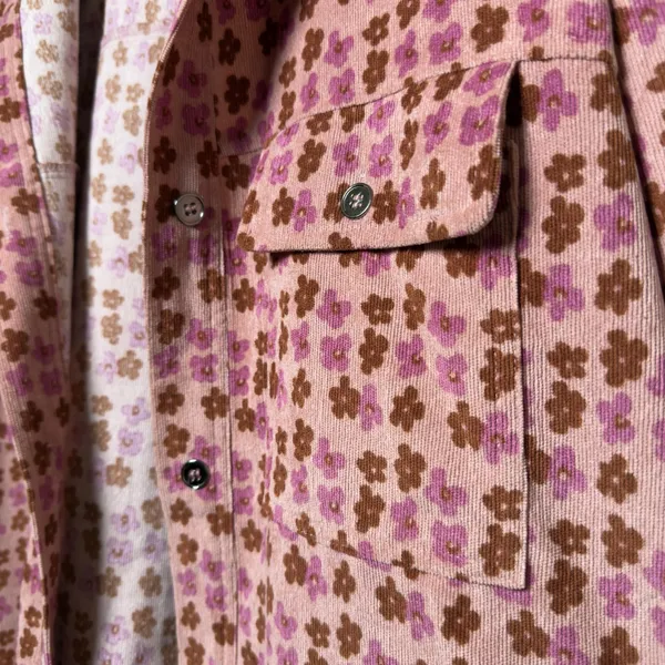 Entro Women Bloom Corduroy Button Up Shacket Top Small Pink Floral Western Boho - Image 5