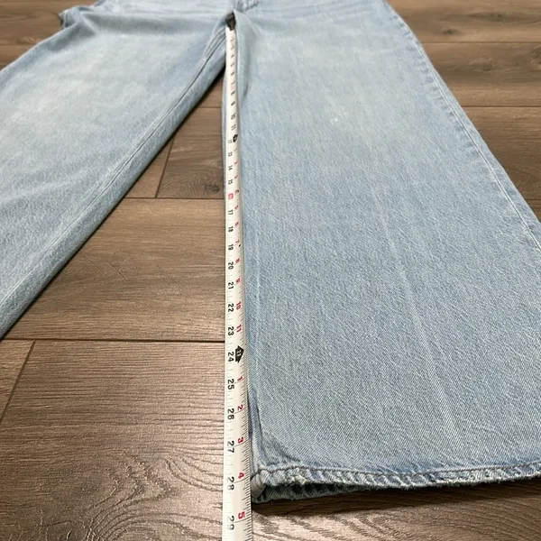 Abercrombie & Fitch Wide Leg High Rise Curve Love Blue Jeans Size 24 - Image 12