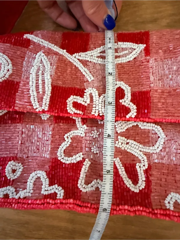 On 34th Viral Beaded Floral Handbag Made In India Red And White Design - Image 13