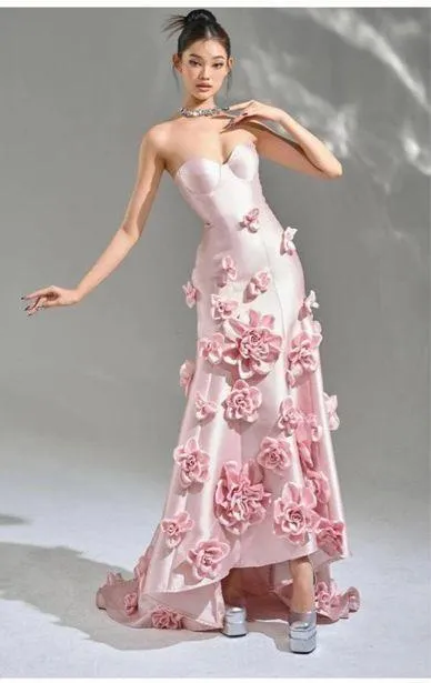 Wedding floral pink dress Size XS - Image 2