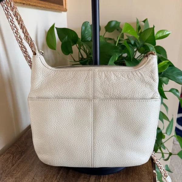 Brighton‎ Barbardos Cream Pebble Leather Braided Strap Shoulder Bag Artisan Boho - Image 7