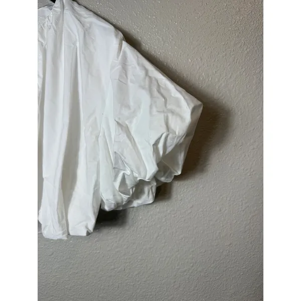 NWT ZARA Balloon‎ Poplin Top White Puff Sleeve Blouse Size S - Image 5