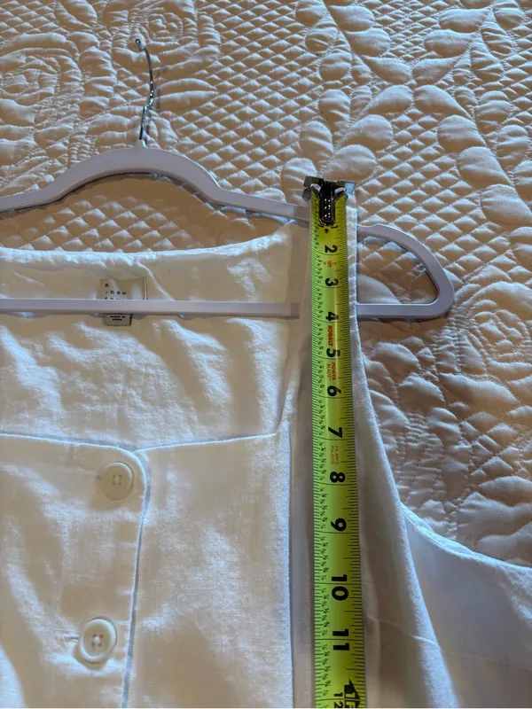 New Day Button-Front Square-Neck White Linen Blend Dress women’s XL - Image 12
