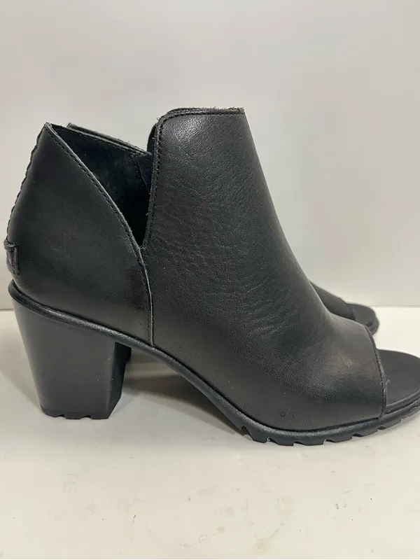 Sorel Nadia NL2842-010 Ankle Boot Peep Toe Woman’s Black Leather Size 9.0 - EU40 - Image 3