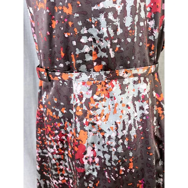 David Meister‎ Brown Abstract Print Silk Blend Belted Sheath Dress 12 - Image 12
