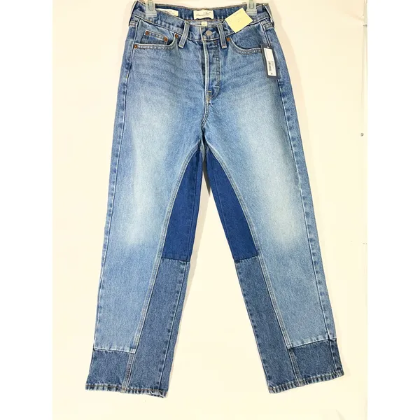 Universal Thread Mid‎ Rise 90s Baggy Patchwork Denim Jeans Women 2S Button Fly - Image 2