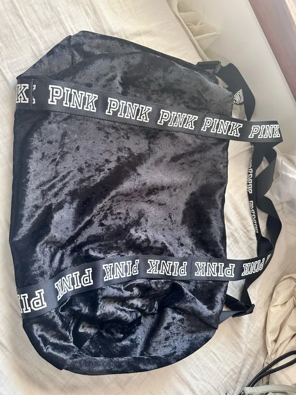 PINK Black Velvet Tote / Gym Bag - Image 2