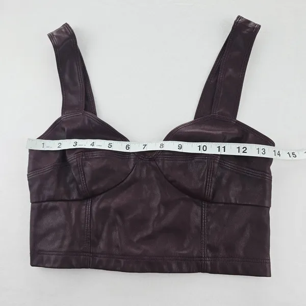Peter‎ Som -1628 Rent The Runway - Burgundy Red Faux Leather Bustier Top Size 2 - Image 11