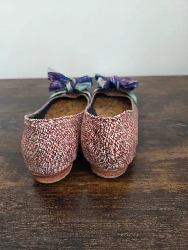 Mere Ballet Flat Shoe Bows Tweed Colorful Ecentric Artsy Fun Statement Size 9 - Image 5