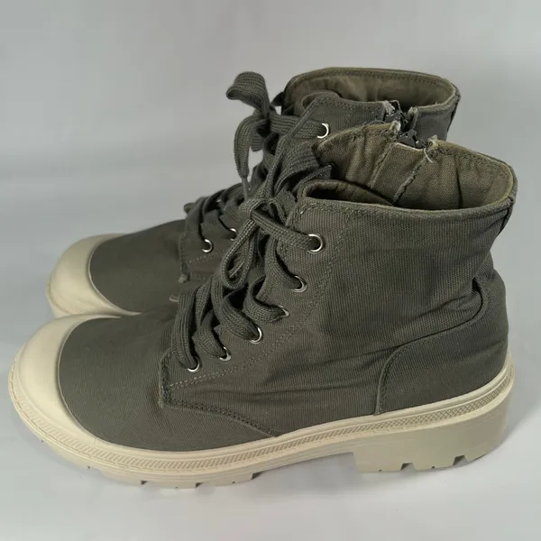 Portland‎ Boot Co JoJo Sage Green Canvas Lug Sole Sneaker Boots Women's 10M - Image 5