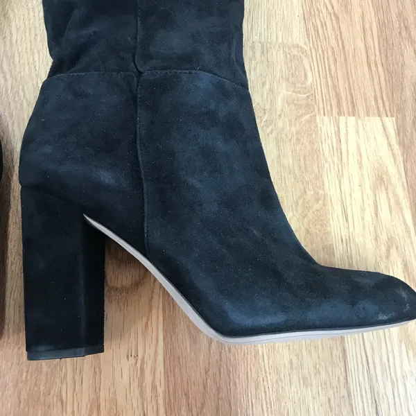 SAM EDELMAN Caprice Black Suede Knee High‎ Boot Size 9.5 Block Heel Pointed Toe - Image 13