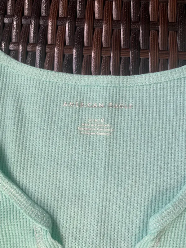 American Eagle Mint Waffle Henley - Image 5