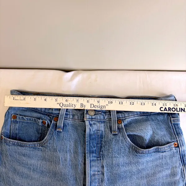 Levis 501 S High Rise Skinny Jeans Light Wash Raw Hem‎ Button Fly Denim 31x28 - Image 9