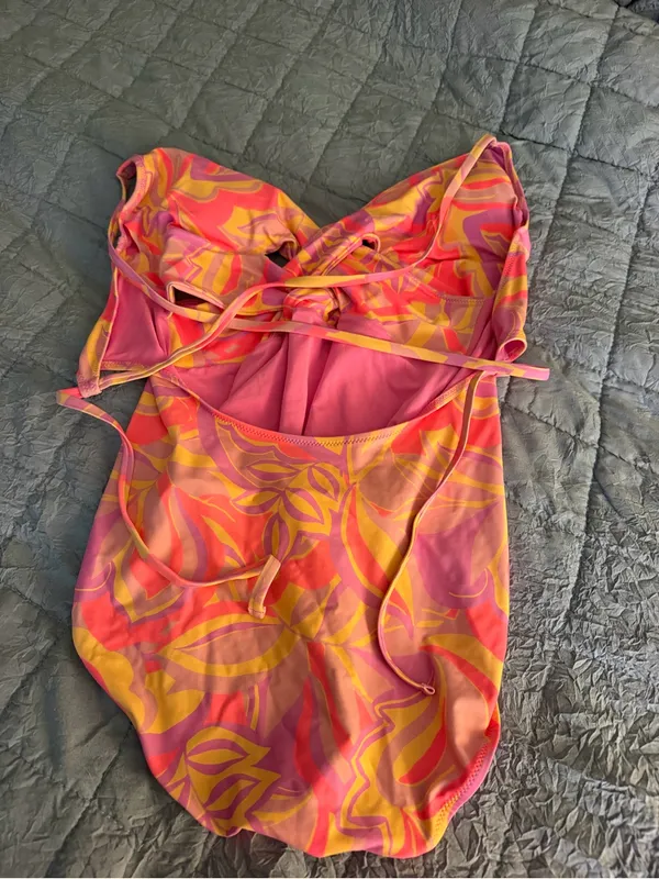 Aerie Braided Pink/Purple One Piece swimsuit Womens large - Image 3