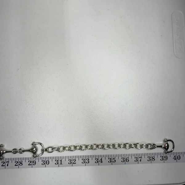 Horsebit Equestrian Belt Chain Silver Adjustable Metal Link Classic Preppy Femme - Image 5