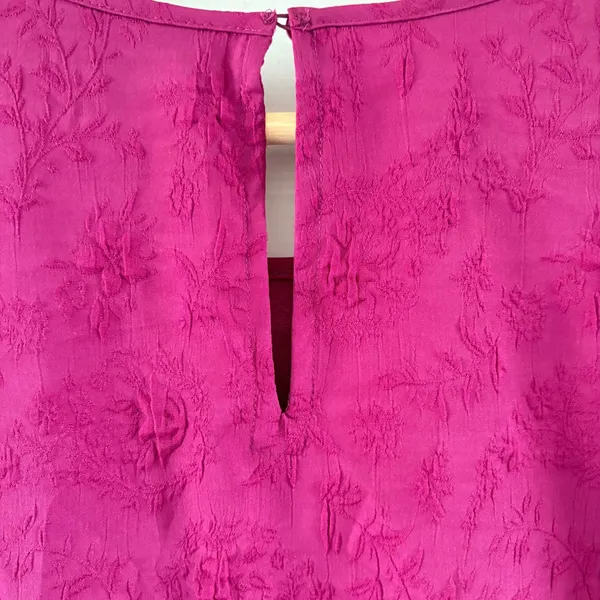 Ted Baker Magenta Pink Floral‎ Jacquard Puff Sleeve Blouse XL 1037380 NWT - Image 5