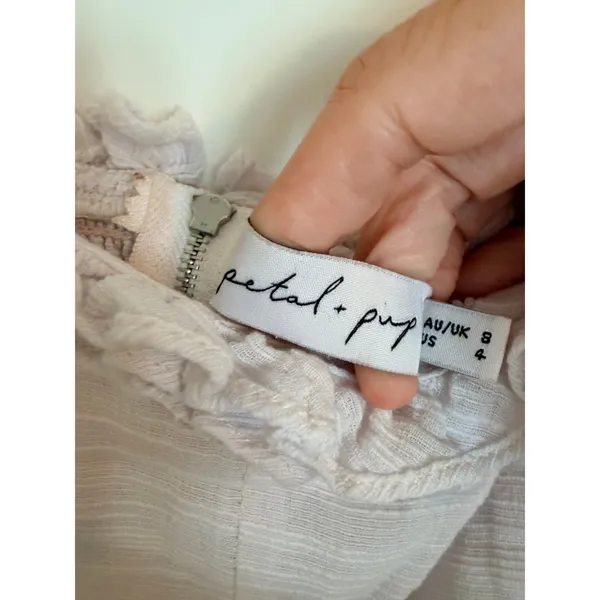 Petal + Pup Dress Womens 4 White Off Shoulder Ruffle Midi Cotton‎ ABG03 03629 - Image 4