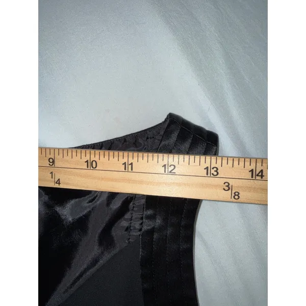 Jones‎ New York Dress Black Satin Trim Ruffle Hem Cocktail Dress Petite 8P - Image 9