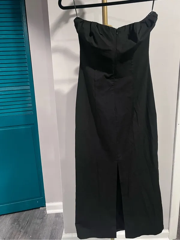 Zara Strapless Black Midi Dress Size Small New w/ Partial Tags - Image 4