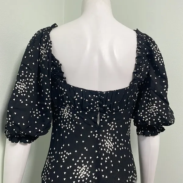 ANTHROPOLOGIE black and white mini heart print dress size small - Image 13